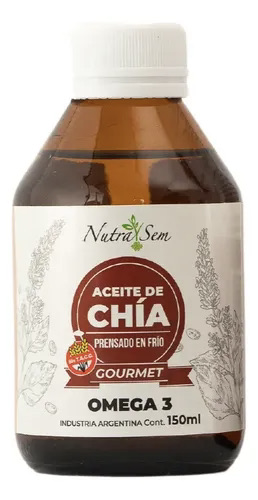 Aceite de Chía Prensado en Frío Gourmet NutraSem 150 ml