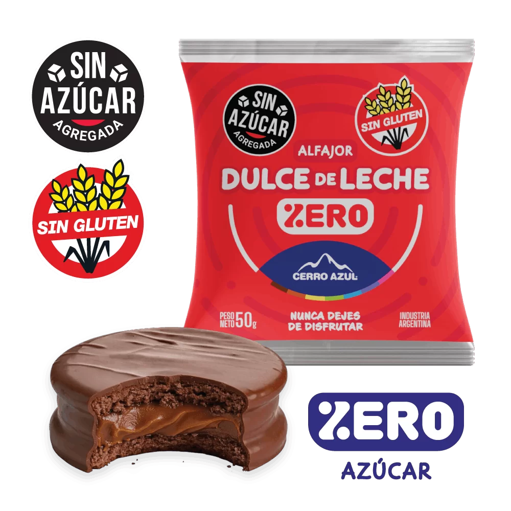 Alfajor Dulce de Leche Zero Cerro Azul Sin TACC 50 Gramos