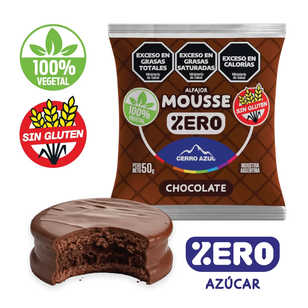 Alfajor Mousse Chocolate Zero Cerro Azul Sin TACC 50 Gramos