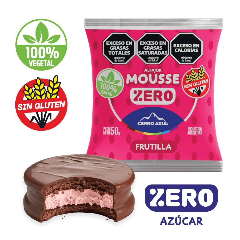 Alfajor Mousse Frutilla Zero Cerro Azul Sin TACC 50 Gramos