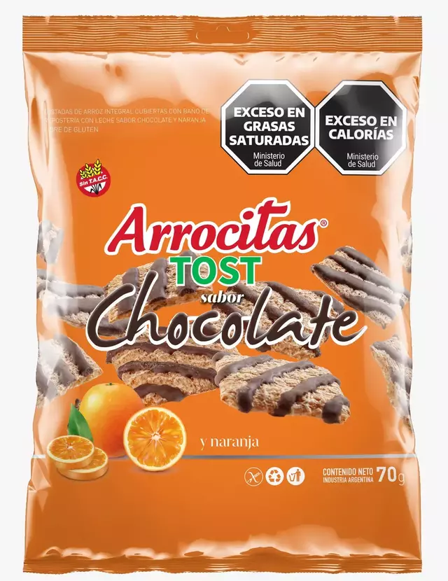 Arrocitas Tost Chocolate y Naranja Sin TACC 70 Gramos