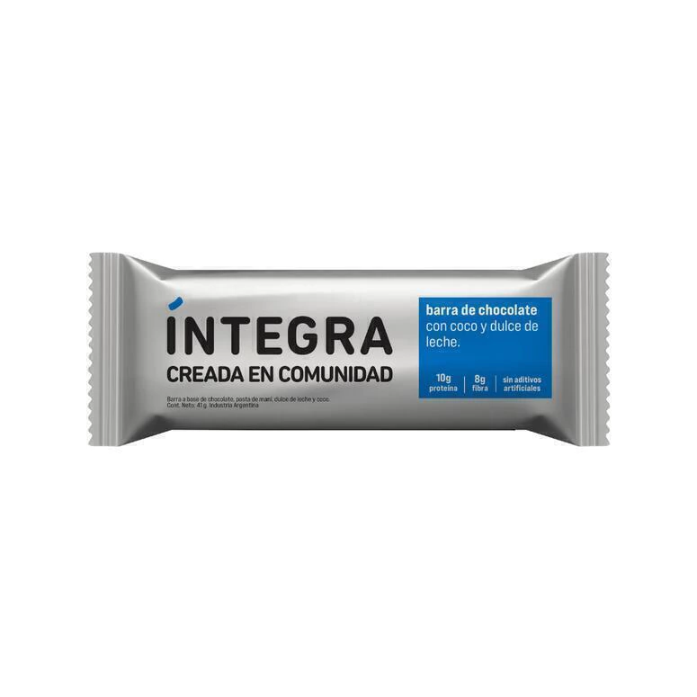 Barra De Chocolate Proteica Con Coco y Dulce De Leche 41 gramos