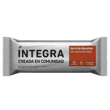 Barra de Chocolate Proteica Con Pasta de Maní Integra 41 gramos