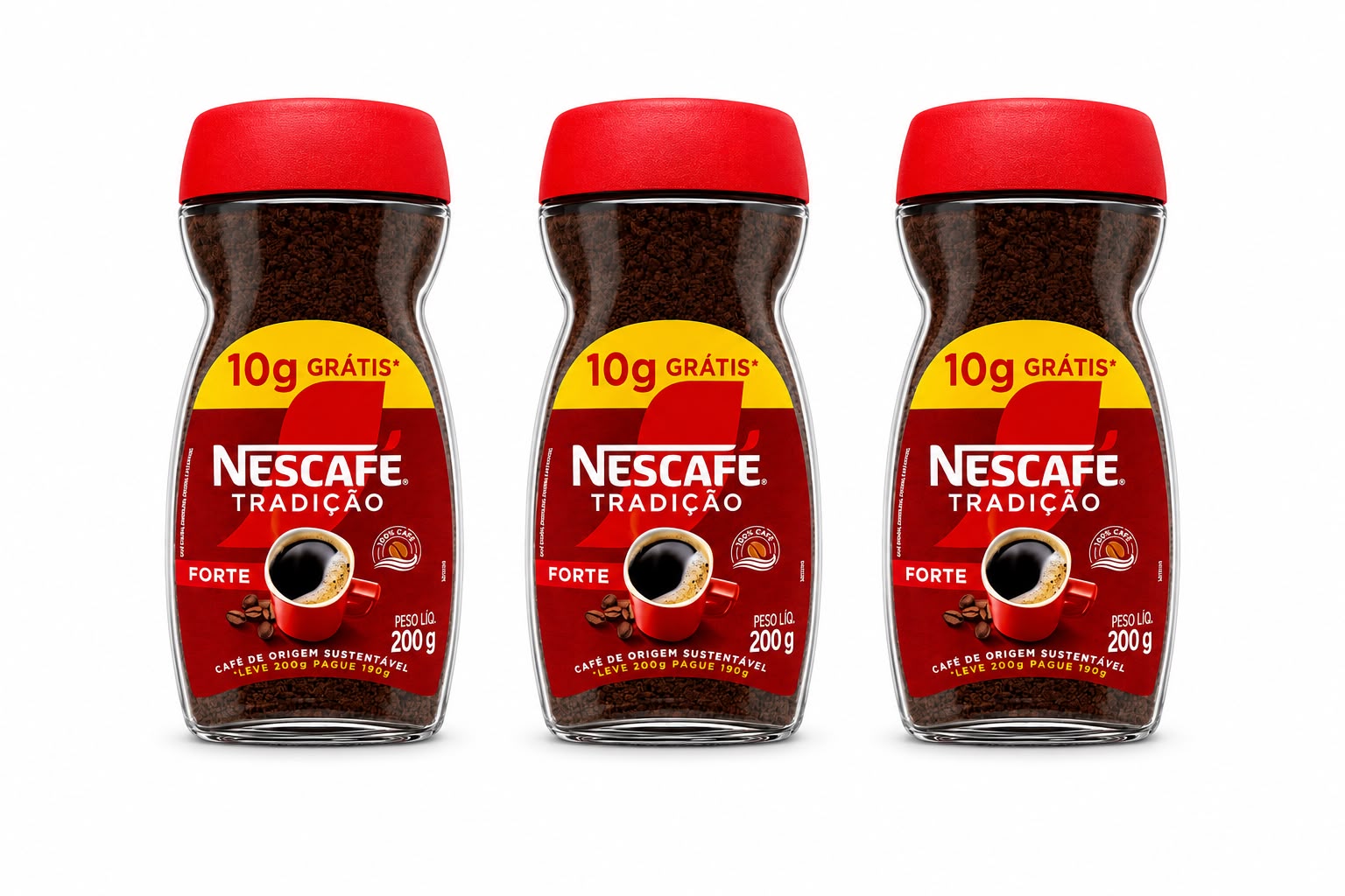 Café Instantáneo Tostado Forte Sin Azucar Nescafé  200 Gramos Pack x3