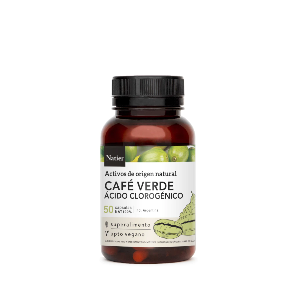 Café Verde con Ácido Clorogénico Natier 50 Cápsulas