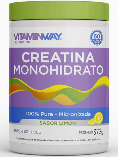 Creatina Monohidrato Sabor Limón VitaminWay Sin TACC 372 Gramos