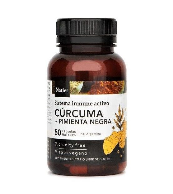 Cúrcuma + Pimienta Negra Natier 50 Cápsulas