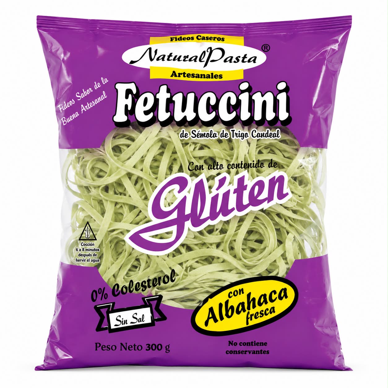 Fettuccini Albahaca - Natural Pasta 300 gramos