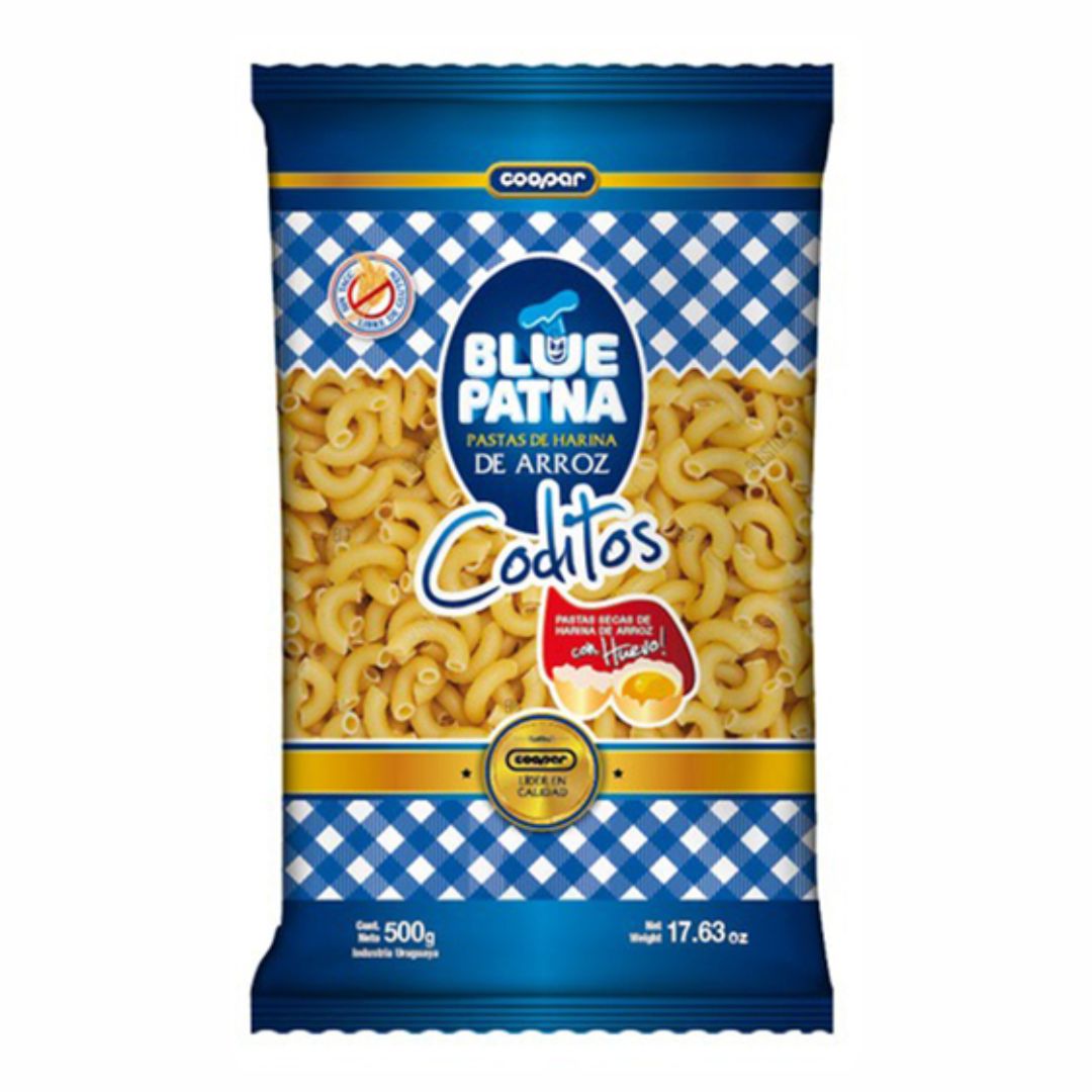 Fideos Coditos Al Huevo SIN TACC - Blue Patna 500 gramos