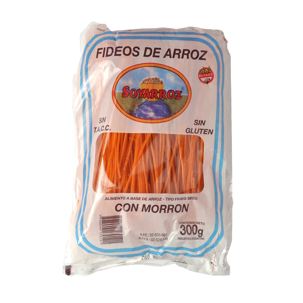 Fideos De Arroz Con Morron SIN TACC - Soyarroz 300 gramos