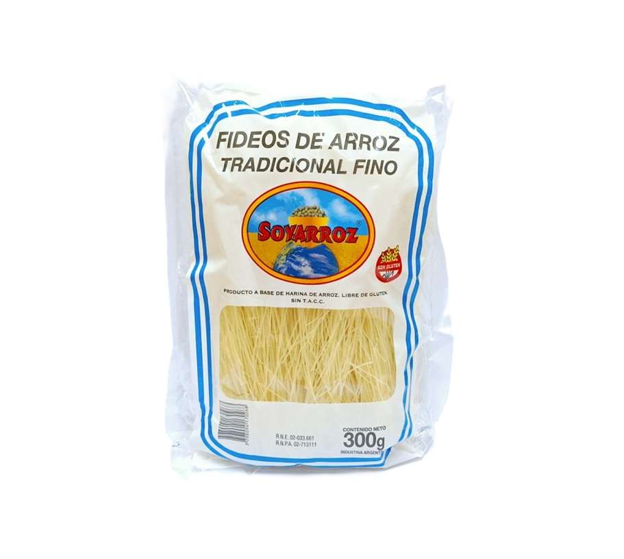 Fideos De Arroz Tradicionales Fino SIN TACC - Soyarroz 300 gramos