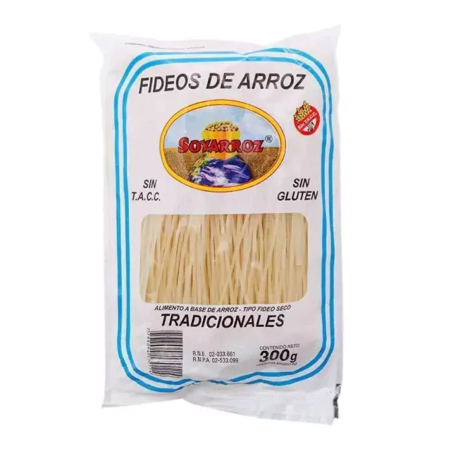 Fideos De Arroz Tradicionales SIN TACC - Soyarroz 300 gramos