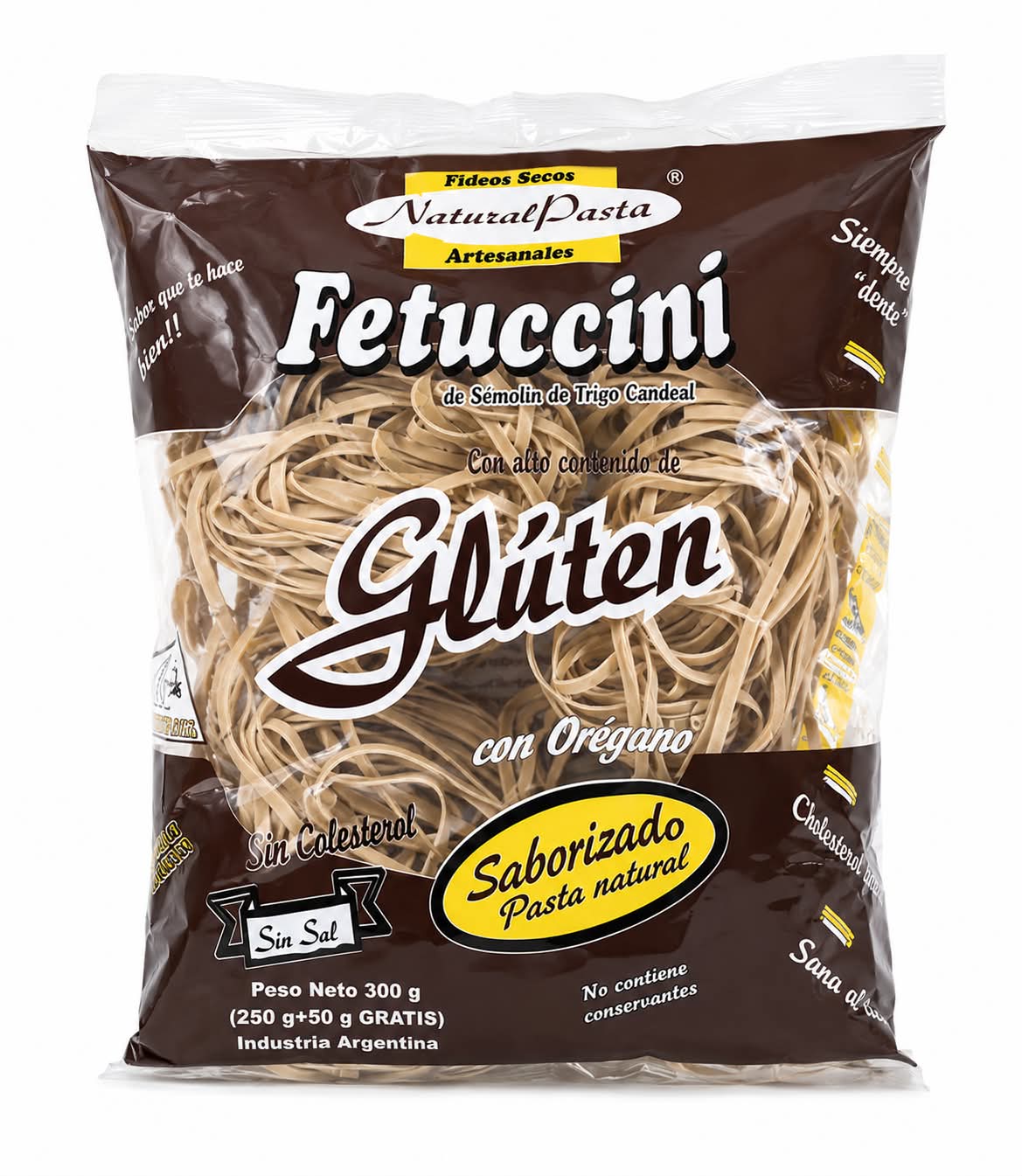 Fideos Fettuccini Salvado y Harina Integral - Natural Pasta 300 gramos