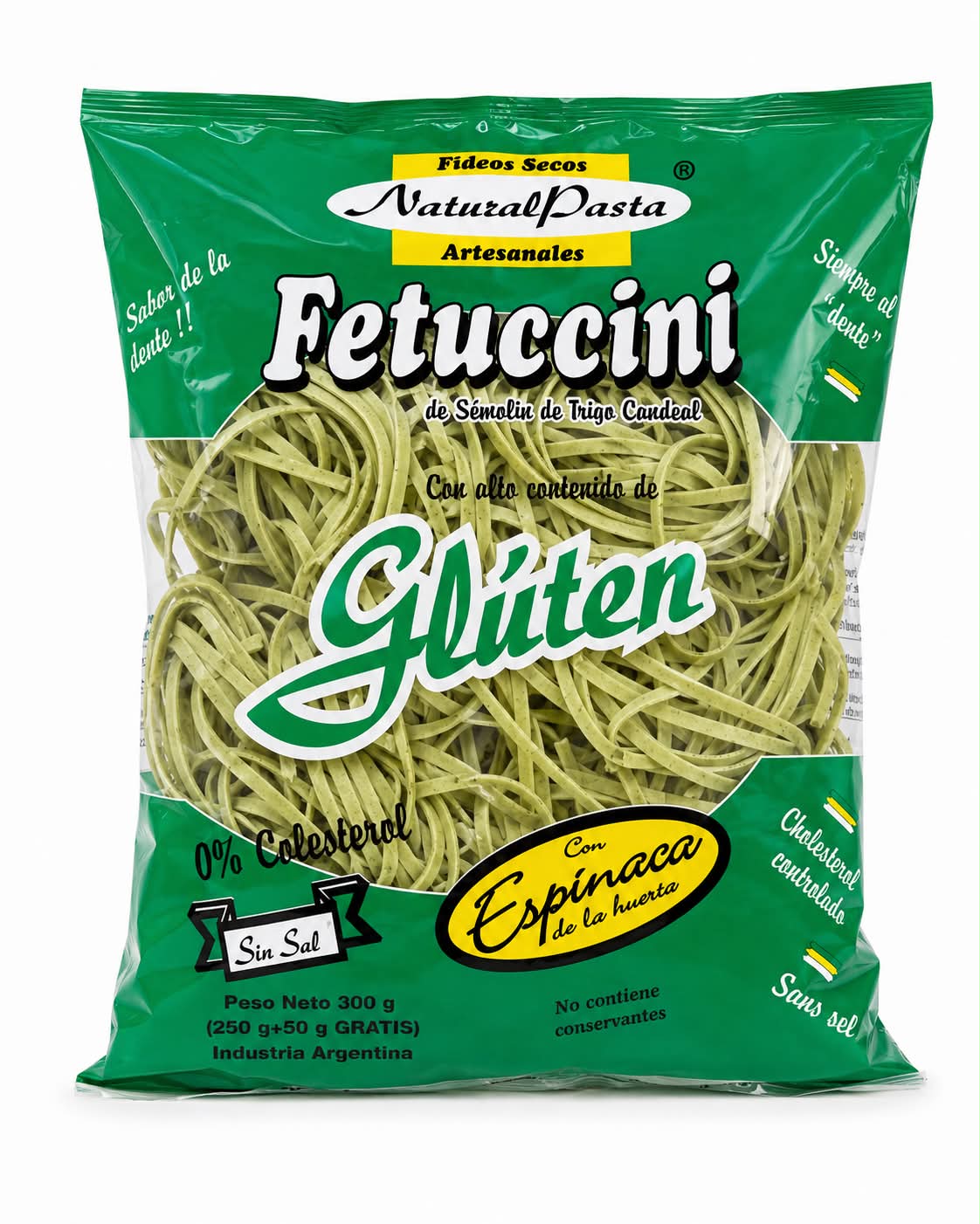 Fettuccini Espinaca - Natural Pasta 300 gramos