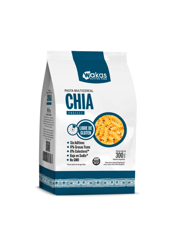 Fideos Fusilli De Chia SIN TACC - Wakas 300 gramos