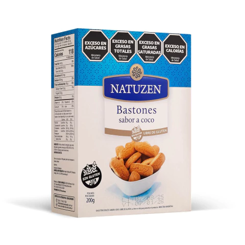 Galletitas Bastones Coco Natuzen Sin TACC 200 Gramos