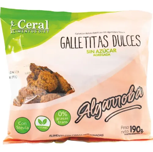 Galletitas Dulces Algarroba con Stevia Ceral 190 Gramos