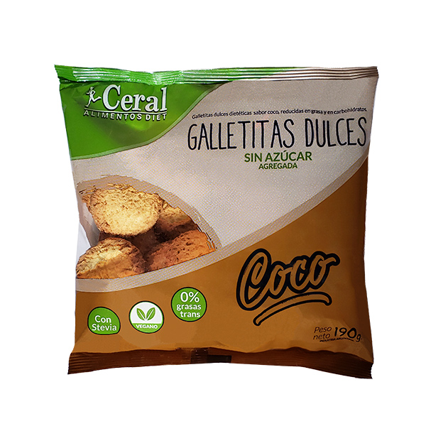 Galletitas Dulces Coco con Stevia Ceral 190 Gramos