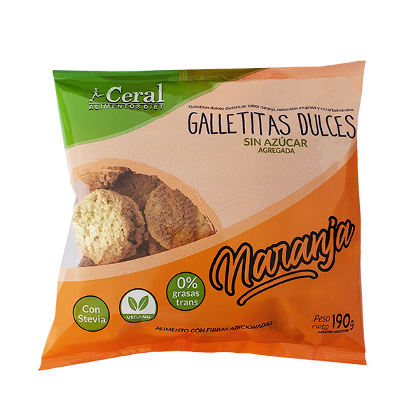 Galletitas Dulces Naranja con Stevia Ceral 190 Gramos