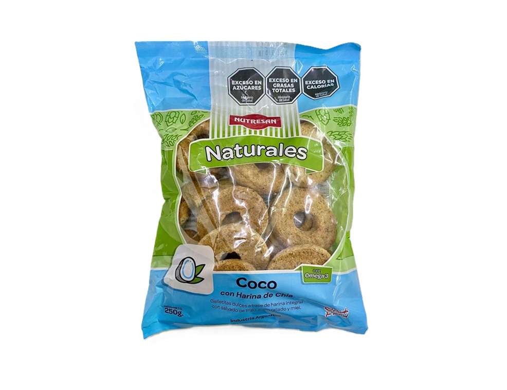 Galletitas Naturales Coco con Harina de Chía Nutresan 250 Gramos