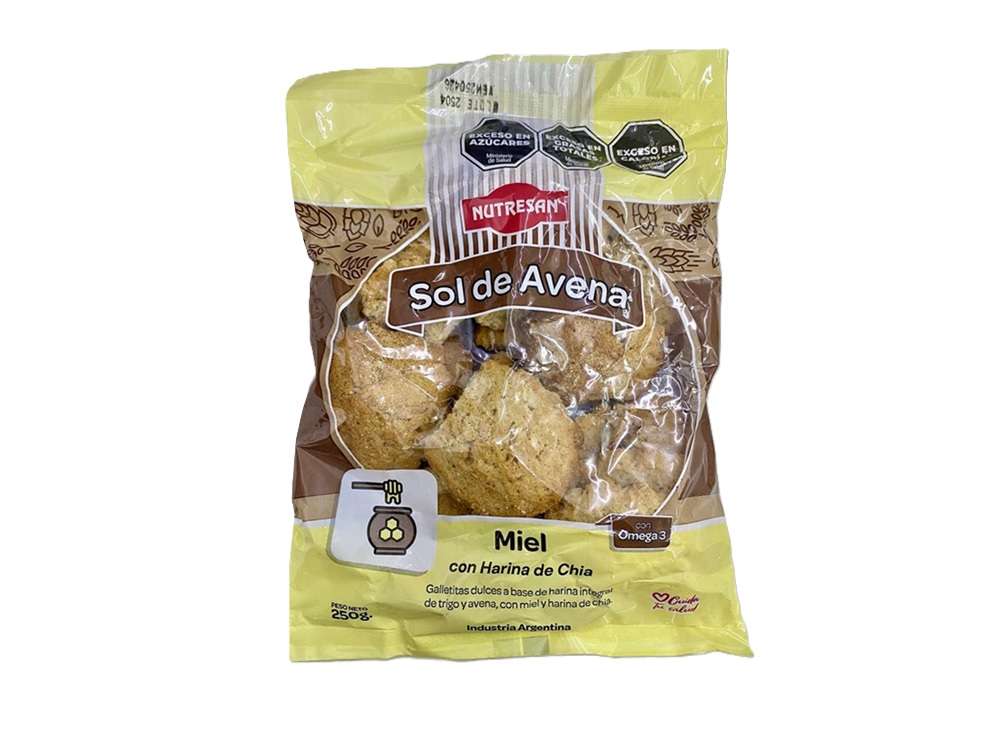 Galletitas Sol de Avena Miel con Harina de Chía Nutresan 250 Gramos