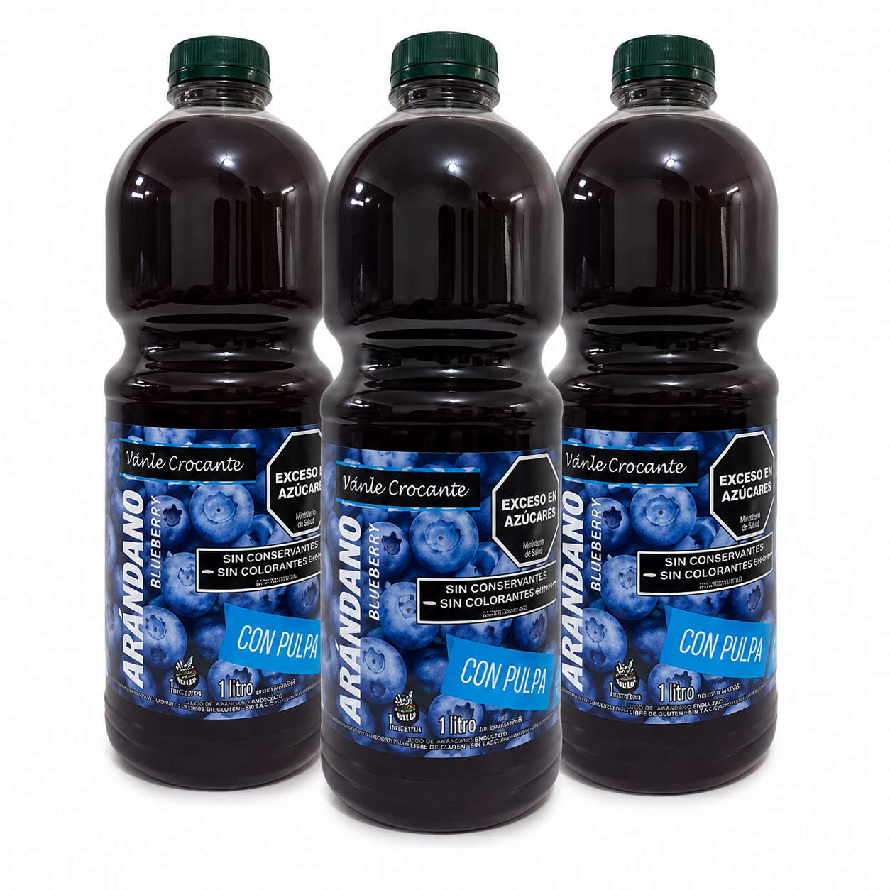 Jugo de Arándano con Pulpa Cuarto Creciente 1L - Pack x3