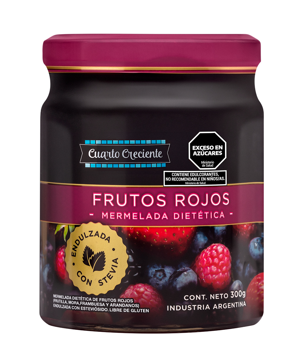 Mermelada de Frutos Rojos con Stevia Cuarto Creciente 300 Gramos
