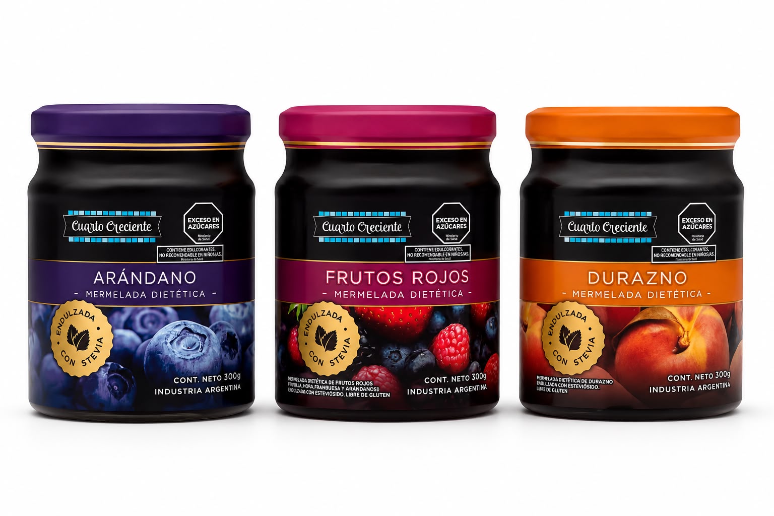 Mermeladas Con Stevia Cuarto Creciente 300 gramos Pack x3