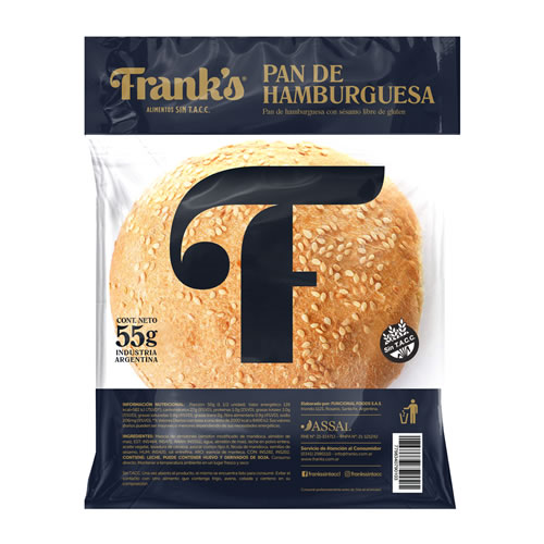 Pan de Hamburguesa con Sésamo Franks Sin TACC 55 Gramos