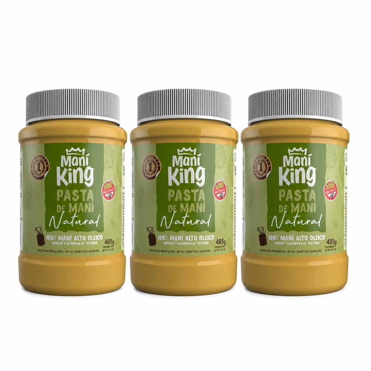 Pasta de Mani Natural Mani King 485 Gramos Pack x3