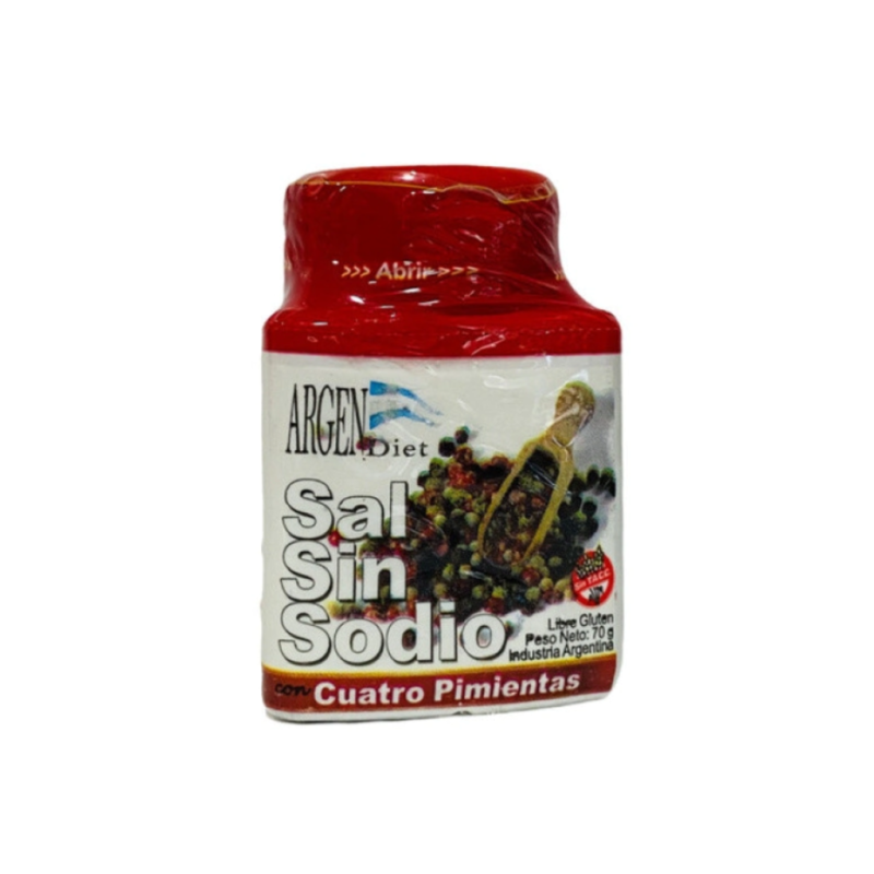 Sal Sin Sodio Cuatro Pimientas Argendiet 70 gramos