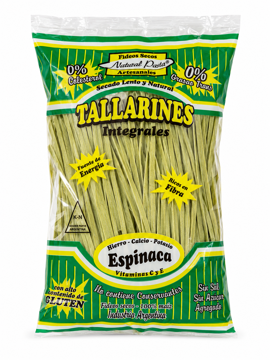 Fideos Tallarines Integrales Espinaca - Natural pasta 300 gramos