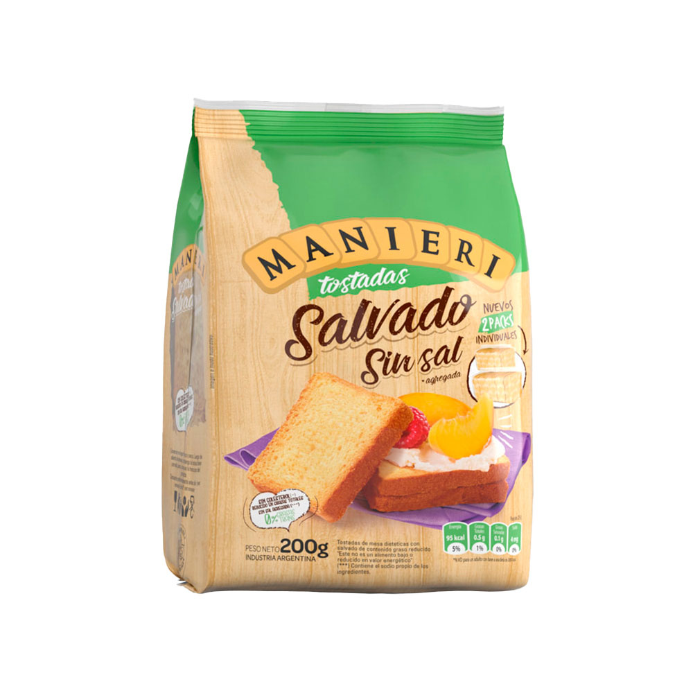 Tostadas de Salvado Sin Sal Manieri 200 Gramos