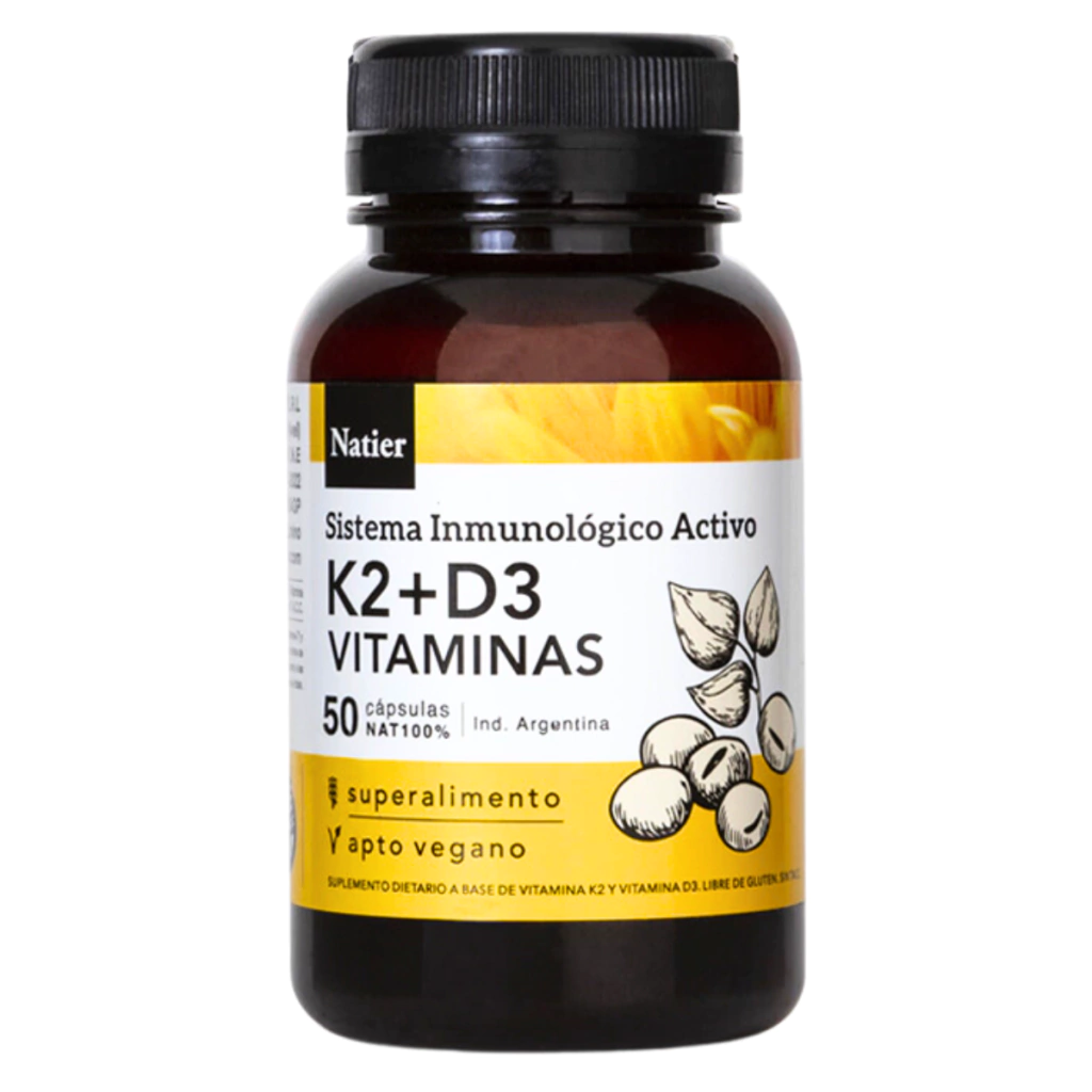 Vitaminas K2 + D3 Natier 50 Cápsulas