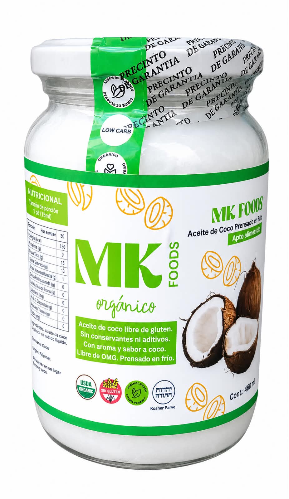 Aceite De Coco Extra Virgen Orgánico Mk Foods 360cc - Vista de galería 1